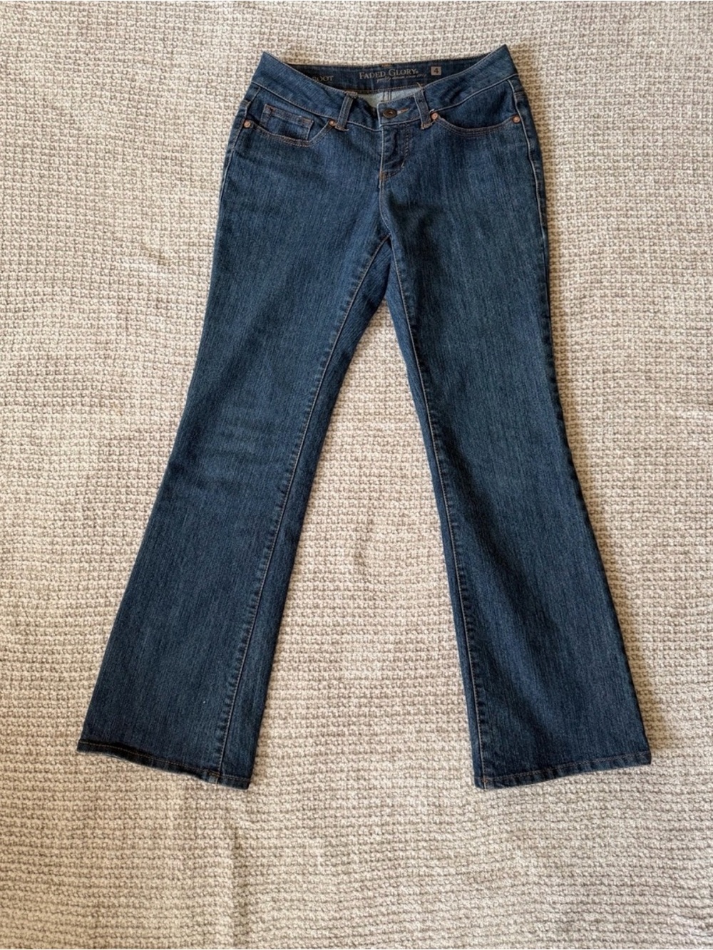 Faded Glory women's flare jeans in deep blue denim